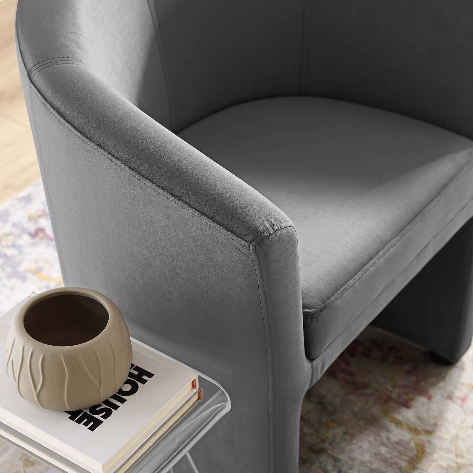 Modway Divulge Performance Velvet Armchair And Ottoman Set In Gray 28 X 22 X 30